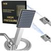 KES Soffione doccia portatile in acciaio inox 18/8 ad alta pressione, lavaggio elettrico integrato per pulire le piastrelle della vasca, design brevettato con ripristino automatico, tubo lungo 177,8