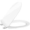 Litake Copriwater con abbassamento automatico, sedile WC con funzione Quick Release e cerniere regolabili, coperchio WC in UF Duroplast, forma a D, bianco