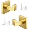 LWLWA 2 Pezzi Appendi Accappatoio, Appendino da Muro Acciaio Inossidabile 304, Punzone Nascosto Gancio Asciugamani Bagno, Oro Ganci per Accappatoio Doccia, per Bagno, Cucina, Camera da Letto