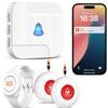 ChunHee Pulsante di Emergenza WiFi per Anziani Bracciale di Emergenza Sistema di Allarme di Emergenza per Anziani Pazienti Disabili (Supporto solo 2.4GHz Wi-Fi) (Bianco-Plug-in (con orologio 3-1))