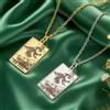 Dawapara Collana di carte dei tarocchi Dawapara Collana da donna in acciaio inossidabile Amuleto di ricchezza Tarocchi classici Gioielli con ciondolo per divinazione dell'Arcana maggiore