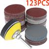 Toorise Assortimento di carta vetrata da 120 pezzi da 2 pollici Set di dischi abrasivi a grana 60-3000 con cuscino per asta disco per smerigliatrice Strumenti per fogli abrasivi