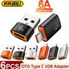 NNBILI Adattatore NNBILI 6A da USB a tipo C OTG Convertitore per caricabatterie da 120 W USB-C maschio a tipo c femmina per MacBook Samsung Adattatore per trasferimento dati