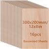 NONE 16/8/4/2 pezzi tavole in tiglio (12x8x0,08 pollici) legno tagliato al laser da 2 mm, tavole sottili in tiglio per legno artigianale, modellismo di edifici fai da te