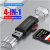 NONE Lettore di schede USB TYPE-C multifunzione 4 in 1 Archiviazione esterna Nero elasticizzato per Memory Stick Lettore di schede Mini SD TF USB 2.0