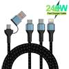 BESY Cavo USB 3 in 1 Cavo di tipo C per Samsung Xiaomi Huawei Cavo USB C per iPhone 16 15 14 13 Pro Cavo dati USB per caricabatterie per telefono
