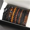 NONE Set di 12 braccialetti con perline di occhio di tigre e pietra di luna in ecopelle intrecciata vintage per accessori moda casual per feste (scatola non inc