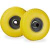 relaxdays Set di 2 Ruote per Carrelli a Mano, Gomma Piena Antipanne, ASSE 25mm, 150kg, Max, 260x85mm, Giallo-Grigio