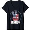 John Lennon Donna John Lennon - Rosso, bianco, blu pace Maglietta con Collo a V