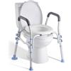 VEVOR Sedile WC Rialzato da Bagno con Braccioli e Capacità di Carico di 136 kg e 4 Gambe, Sedile WC Rialzato Universale Regolabile in Altezza con Paraspruzzi per Anziani, Donne Incinte