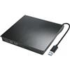 VoltCozy Masterizzatore CD DVD esterno USB 3.0 e USB-C Lettore CD esterno e masterizzatore DVD/CD +/-RW per PC e portatile Slim con cavo integrato Plug & Play 8X/24X Windows 11/10/8/7 MacOS Linux