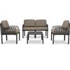 Set Salotto da Giardino Portofino in Polipropilene e Fiberglass - Divano, 2 Poltrone e Tavolino - Include 8 Cuscini Idrorepellenti, ANTRACITE C/BEIGE