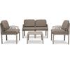 Set Salotto da Giardino Portofino in Polipropilene e Fiberglass - Divano, 2 Poltrone e Tavolino - Include 8 Cuscini Idrorepellenti, JUTA C/BEIGE