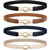 WERFORU Cintura elastica da donna, skinny per abiti, stile retrò, elasticizzata, cintura sottile con fibbia, 4 pezzi, G-nero+marrone+bianco+oro, für Taillengröße 80cm-100cm