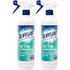 QUASAR PULITO STELLARE Quasar - Vetri con Ammoniaca - Senza Aloni, Asciuga Rapido, Sgrassa - 2 Flaconi da 580 ml