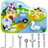 Wdmiya Giochi Montessori per Bambini 3 4 5 6 Anni, Tavola a Vite in Legno Bambini Giocattoli, Giochi in Legno Busy Board a Tema Agricolo, Gioco Educativo, Regali di Natale e Compleanno