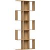 HOMCOM Libreria Scaffale a 5 Ripiani in Legno a Forma di S, Libreria Verticale Salvaspazio con 15 Compartimenti, Rovere | Aosom Italy