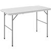 Outsunny Tavolo da Campeggio Pieghevole a 2 Altezze con Maniglia, in HDPE, 120x60x74 cm, Bianco | Aosom Italy