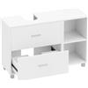 HOMCOM Mobile Sottolavabo Bagno con 2 Cassetti e Ripiani Aperti, in Legno, 90x30x60 cm, Bianco | Aosom Italy