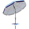 Outsunny Ombrellone da Spiaggia con Tavolino e Portabicchieri, in Metallo e Poliestere, Ø198x214 cm, Multicolore | Aosom Italy