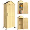 Outsunny Armadio da Giardino in Legno Tetto Acciaio Zincato Texture Goffrata Ripiani Regolabili 85x58x213cm Legno Naturale | Aosom Italy
