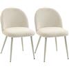 HOMCOM Sedie da pranzo, sedie da cucina, imbottite morbide in chenille, 50,5 x 57,5 x 78,5 cm, Bianco crema | Aosom Italy