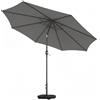 Outsunny Ombrellone Rotondo Inclinabile 3x3 m con Manovella, in Metallo e Poliestere, Grigio Scuro | Aosom Italy
