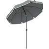 Outsunny Ombrellone da Spiaggia Inclinabile con Ancora per la Sabbia e Borsa da Trasporto, Ø150x185 cm, Grigio Scuro | Aosom Italy
