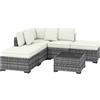Outsunny Mobili da Giardino 6pz in Rattan e Acciaio con Divano, Tavolino e Cuscini, Grigio | Aosom Italy