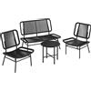 Outsunny Set Mobili Giardino Rattan 4 Pezzi, Divano Esterno con Tavolino Metallo, Nero | Aosom Italy