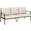 Outsunny Divano da Esterno a 3 Posti in Rattan con Braccioli Effetto Legno e Schienale, per Veranda, Cortile, Cachi | Aosom Italy