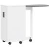 HOMCOM Mobile Stiro Pieghevole a Ruote con Mensola Regolabile e Chiusura Morbida, in Legno e Tessuto, 128x43x83 cm, Bianco | Aosom Italy