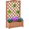 Outsunny Jardinière con Griglia - vaso per Fiori - dim. 70L x 28P x 117H cm - Fondo a Doghe - Legno Abete pre-olio