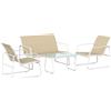 Outsunny Set da Giardino 4 Pezzi con Divano, Poltrone, Tavolino, Khaki e Bianco | Aosom Italy