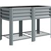 Outsunny Vaso Rialzato con Ripiano Portaoggetti, 150L, Acciaio Zincato, Altezza 80 cm, per Giardino o Patio Esterno | Aosom Italy