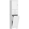 HOMCOM Mobile Bagno con Cesto per Biancheria Pieghevole, Armadietto e 2 Cassetti, in Legno, 45x30x171 cm, Bianco | Aosom Italy