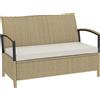 Outsunny Panca Contenitore 125L con Cuscino Imbottito, in Metallo, 123x70x82 cm, Cachi | Aosom Italy