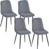HOMCOM Sedie da pranzo, set da 4 sedie da cucina con schienale, effetto velluto, sedie imbottite con gambe metalliche, per tavolo da pranzo, grigio | Aosom Italy