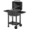 Outsunny Barbecue a Carbone, Affumicatore Portatile con Ventilazione, Termometro e Mensole Laterali, Nero | Aosom Italy