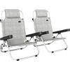 Outsunny Set 2 Sedie a Sdraio Pieghevoli e Reclinabili su 4 Posizioni con Poggiatesta, in Alluminio, 62x61x80 cm, Grigio | Aosom Italy