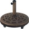 Outsunny Base per Ombrellone in Resina da 21 kg Rotonda con Ruote e Freni, Bronzo | Aosom Italy