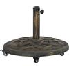Outsunny Base per Ombrellone in Resina da 20 kg Rotonda con Ruote e Freni, Bronzo | Aosom Italy