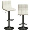 HOMCOM Set 2 Sgabelli da Bar Regolabili con Poggiapiedi, in Pelle PU e Acciaio, 39.5x44x88-110 cm, Crema | Aosom Italy