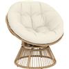 Outsunny Poltrona Papasan Rattan 360° Moon Chair con Cuscino Interni/Esterni, Bianco Crema | Aosom Italy