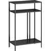 HOMCOM Tavolo Consolle con Ripiani Aperti a 3 Livelli, in Acciaio, 55x30x85 cm, Nero | Aosom Italy