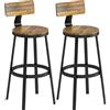HOMCOM Set 2 Sgabelli da Bar Stile Rustico con Poggiapiedi, in Legno e Metallo, 37x47x96 cm, Marrone | Aosom Italy