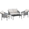 Outsunny Set da Giardino in Rattan 4 Pezzi con Divano, Poltrone, Tavolo, Khaki | Aosom Italy