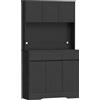 HOMCOM Credenza da cucina con piano di lavoro, 6 ante, armadio alto con ripiani, Nero | Aosom Italy