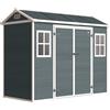 Outsunny Capanno attrezzi 2,77 m², capanno effetto legno con 2 finestre, porta doppia, ventilazione, pavimento, serratura, guanti | Aosom Italy