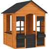 AIYAPLAY Casetta in Legno Bambini con Vasi Fiori, per Gioco Esterno/Interno, Età 3-8, Marrone | Aosom Italy